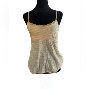 Y2k Aeropostale babydoll white and yellow stripes adjustable straps size medium